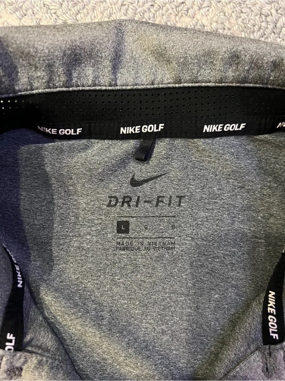 Nike Men's Gray Striped Polo Shirt
